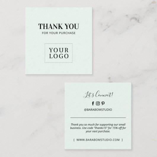 Mint Simple Modern - Dank u Visitekaartjes (Voorkant / Achterkant)