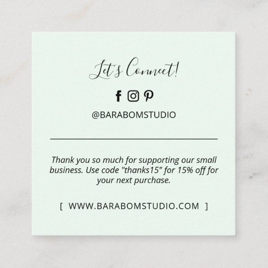 Mint Simple Modern - Dank u Visitekaartjes (Achterkant)