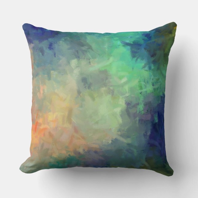 Mint Sinaasappel blauw Abstract Kussen (Voorkant)