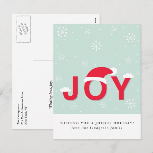 Mint Snow Joy Holiday Briefkaart (Voorkant / Achterkant)