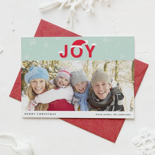 Mint Snow Joy Holiday Photo Flat Kaart