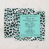 Mint Snow Leopard Sweet 16 Birthday Invitation Kaart (Voorkant / Achterkant)