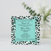 Mint Snow Leopard Sweet 16 Birthday Invitation Kaart (Staand voorkant)