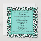 Mint Snow Leopard Sweet 16 Birthday Invitation Kaart (Voorkant)