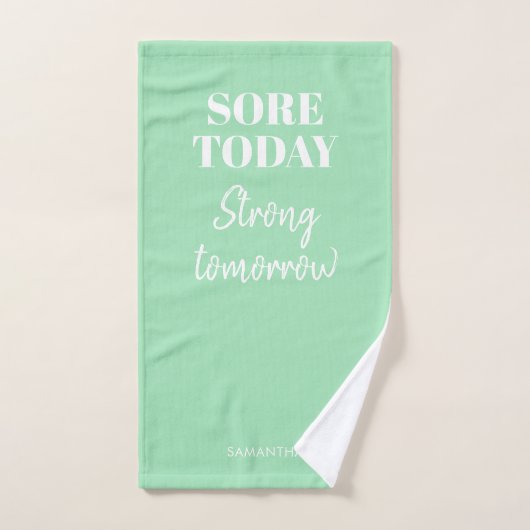 Mint Sore Today Sterke Tomorrow Name Workout Gym Handdoek (Handdoek)