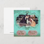 Mint  sparen de Datum Save The Date (Voorkant / Achterkant)