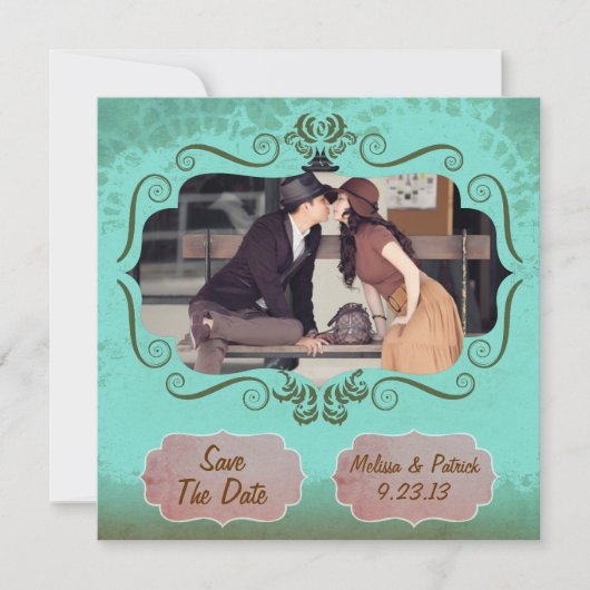 Mint  sparen de Datum Save The Date (Voorkant)
