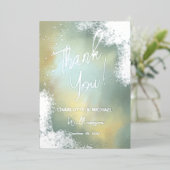 Mint Sparkle Foto Overlay Bruiloft Dank u Folie Uitnodiging (Staand Voorkant)