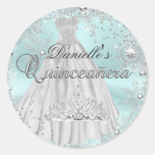 Mint Sparkle Sneeuwvlok Quinceanera Sticker
