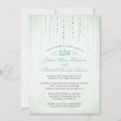 Mint Sparkles & Crown Fairytale Wedding Invitation Kaart (Voorkant)