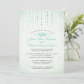 Mint Sparkles & Crown Fairytale Wedding Invitation Kaart (Staand voorkant)