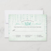 Mint Sparkles & Crown Fairytale Wedding RSVP Card (Voorkant)
