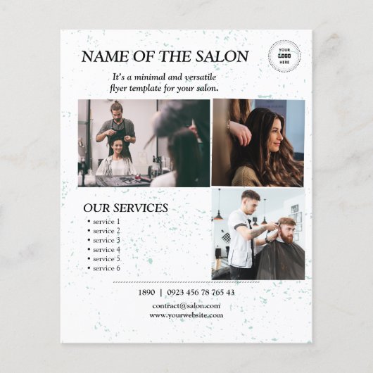 Mint Speckle Minimal Salon Flyer (Voorkant)