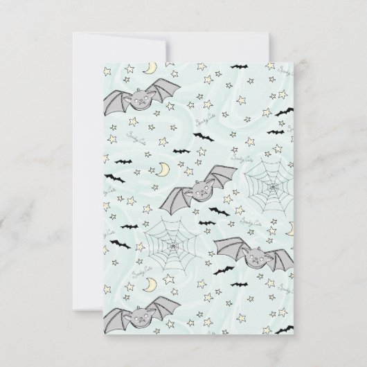 Mint Spooky Schattigee Baby Bat Halloween bedankka Bedankkaart (Achterkant)