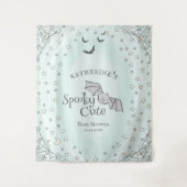 Mint Spooky Schattigee Halloween Baby shower Achte Wandkleed (Voorkant)