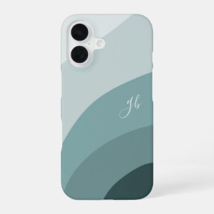 Mint & Spruce Green Boho Color Flow Monogram iPhone 16 Hoesje