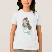 Mint Star Mermaid Watercolor Tri-Blend Shirt (Voorkant)