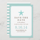 Mint Starfish Wedding Save the Date (Voorkant / Achterkant)