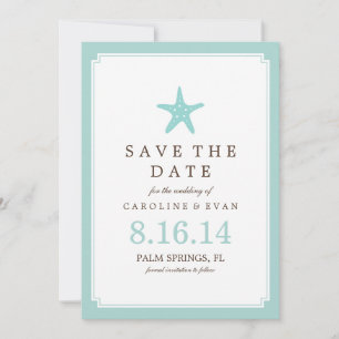 Mint Starfish Wedding Save the Date