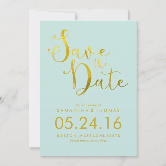 Mint Stijlvol Script Trouwen Sla de datum op Save The Date (Voorkant)