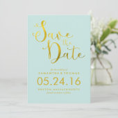 Mint Stijlvol Script Trouwen Sla de datum op Save The Date (Staand voorkant)