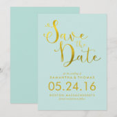 Mint Stijlvol Script Trouwen Sla de datum op Save The Date (Voorkant / Achterkant)