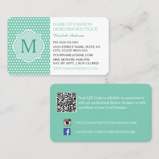 Mint Stippen Mode Boutique Visitekaartje (Voorkant / Achterkant)