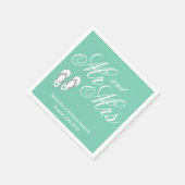 Mint strandpantoffel Mr en Mrs bruiloft servetten (Hoek)