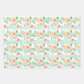 Mint strepen Floral Chic Inpakpapier Vel (Voorkant)