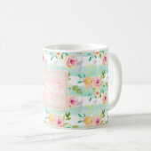 Mint strepen Floral Chic Koffiemok (Voorkant rechts)