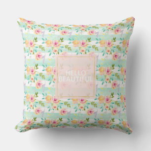 Mint strepen Floral Chic Kussen