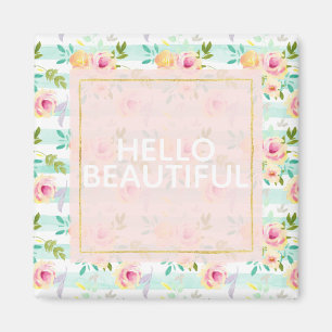 Mint strepen Floral Chic Magneet