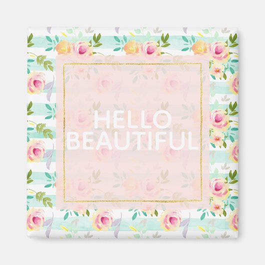 Mint strepen Floral Chic Magneet (Voorkant)
