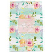 Mint strepen Floral Chic Medium Cadeauzakje (Voorkant)