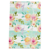 Mint strepen Floral Chic Medium Cadeauzakje (Achterkant)