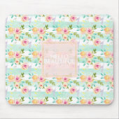 Mint strepen Floral Chic Muismat (Voorkant)