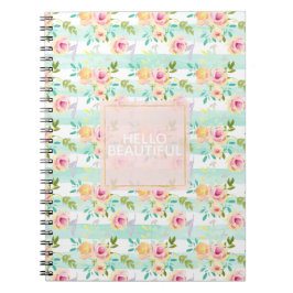 Mint strepen Floral Chic Notitieboek