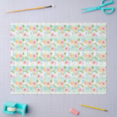 Mint strepen Floral Chic Tissuepapier (Craft)
