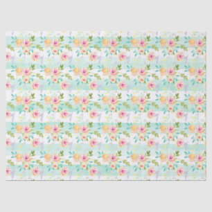 Mint strepen Floral Chic Tissuepapier