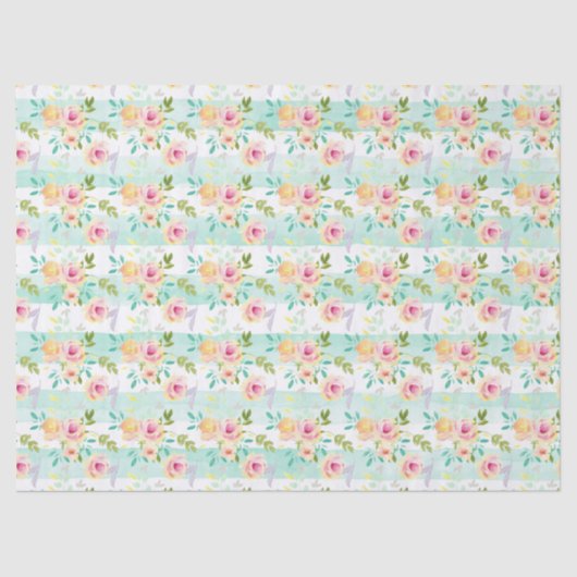Mint strepen Floral Chic Tissuepapier (Voorkant)