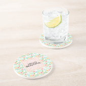 Mint strepen Floral Chic Zandsteen Onderzetter (Zijkant)