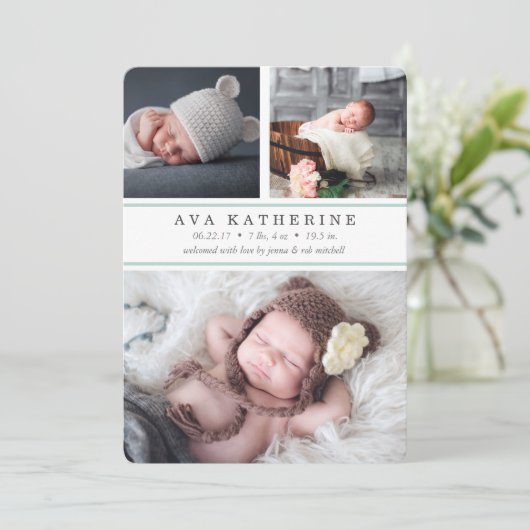 Mint Stripe | Aankondiging van de geboorte van een (Staand voorkant)