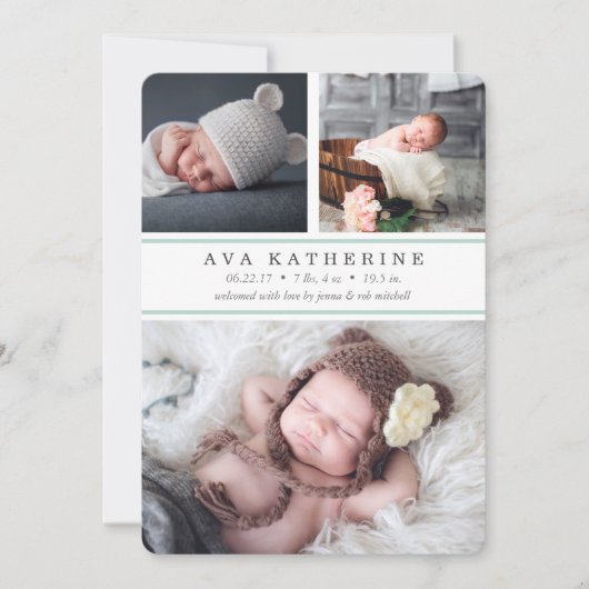 Mint Stripe | Aankondiging van de geboorte van een (Voorkant)