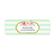 Mint Stripe Goud Roze Bloemen Retouradres Label