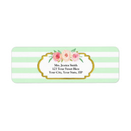 Mint Stripe Goud Roze Bloemen Retouradres Label