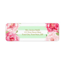 Mint Stripe Goud Roze Bloemen Retouradres Label