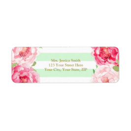 Mint Stripe Goud Roze Bloemen Retouradres Label