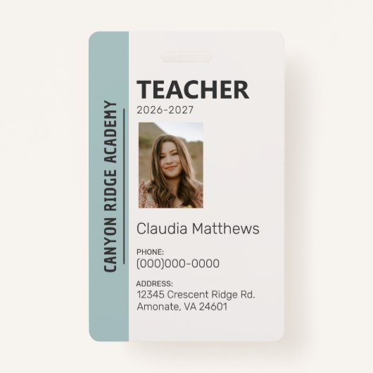 Mint Stripe Homeschool Educator ID Badge (Voorkant)