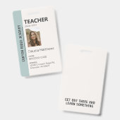 Mint Stripe Huisonderwijs Docenten ID Badge (Voor- en achterkant)