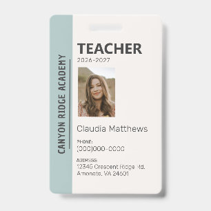 Mint Stripe Huisonderwijs Docenten ID Badge